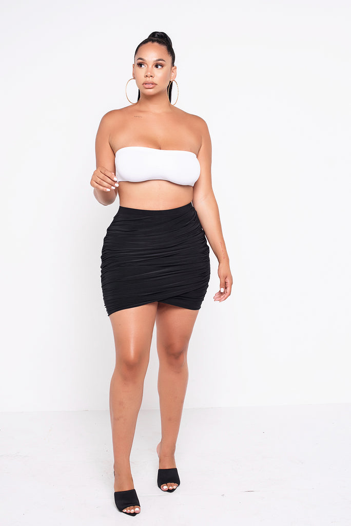 Black Lillie Ruched Mini Skirt