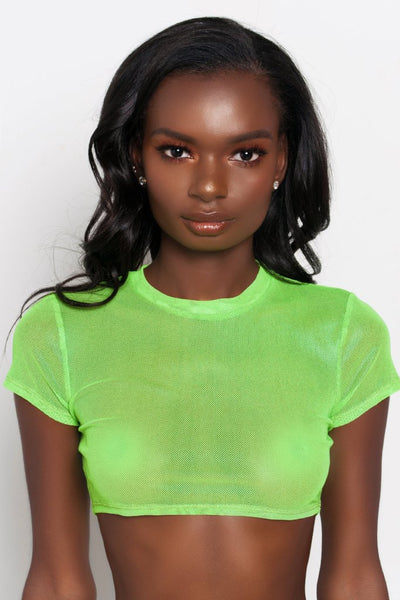Neon green mesh crop top online