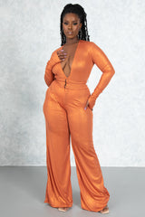 Shimmer Tangerine Wide Leg Trousers