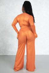 Shimmer Tangerine Wide Leg Trousers