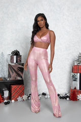 PINK FOXY SHIMMER FLARE PANTS