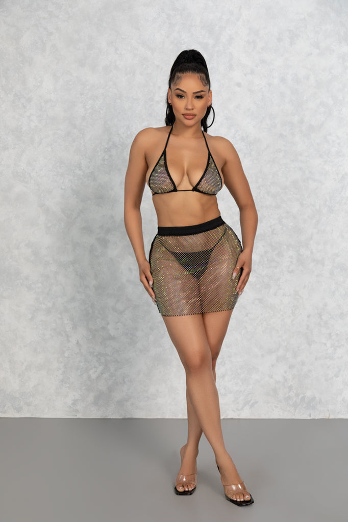 Black Ava Crystal Skirt