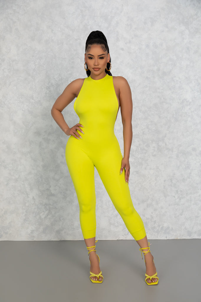 Neon Green Mia Midi Jumpsuit