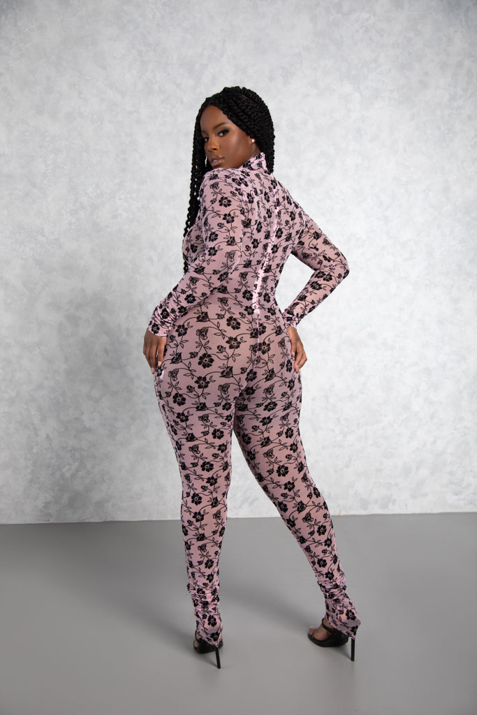 Rosa Lotus Ruched Jumpsuit