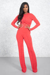 Coral High Waisted Wide Leg Trousers