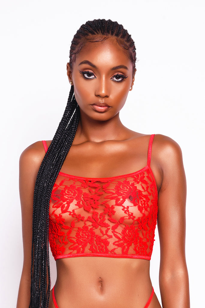 Cherry Red Lacey Cami Top