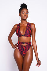 Red Python Snap Bikini Bottoms