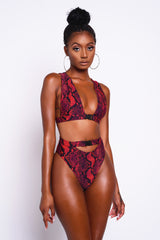 Red Python Snap Bikini Bottoms