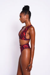 Red Python Snap Bikini Bottoms