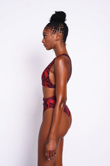 Red Python Snap Bikini Top