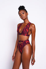 Red Python Snap Bikini Bottoms