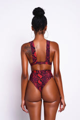 Red Python Snap Bikini Bottoms