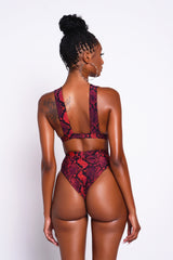 Red Python Snap Bikini Bottoms