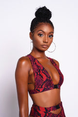 Red Python Snap Bikini Top