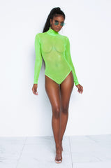 Neon Green Electric Mesh Bodysuit