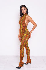 Inferno Cheetah Halter Jumpsuit