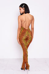 Inferno Cheetah Halter Jumpsuit