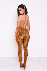 Inferno Cheetah Halter Jumpsuit
