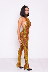 Inferno Cheetah Halter Jumpsuit