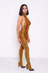 Inferno Cheetah Halter Jumpsuit