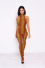 Inferno Cheetah Halter Jumpsuit