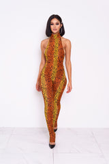 Inferno Cheetah Halter Jumpsuit
