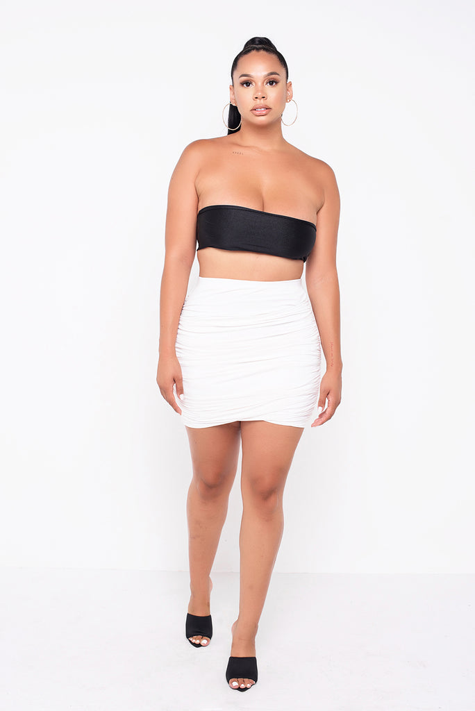 Ivory Lillie Ruched Mini Skirt