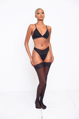 Black Valentina Bralette Thong Set
