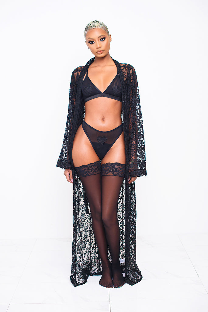 Black Valentina Bralette Thong Set