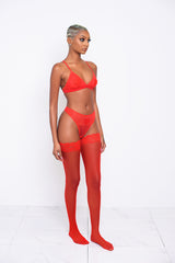 Red Valentina Bralette Thong Set