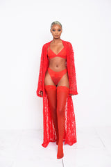 Red Valentina Bralette Thong Set