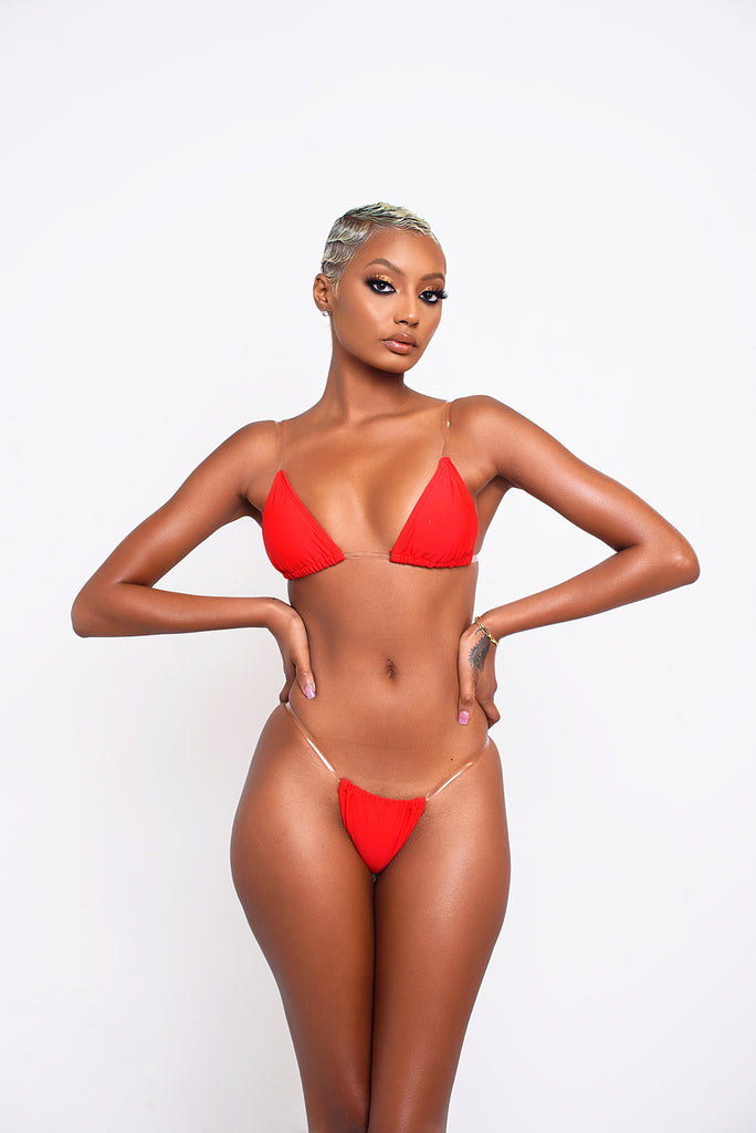 Red Clear Bikini Top