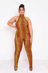 Inferno Cheetah Halter Jumpsuit
