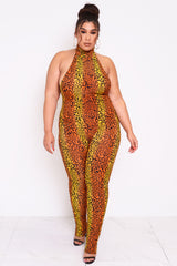 Inferno Cheetah Halter Jumpsuit