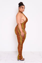 Inferno Cheetah Halter Jumpsuit