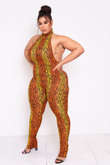 Inferno Cheetah Halter Jumpsuit