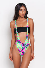 Neon Abstract Kali Suspender Bikini Bottom