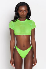 Neon Green Lia Mesh Short Sleeve Crop