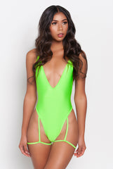 Lime Green Gia Garter Belt One Piece