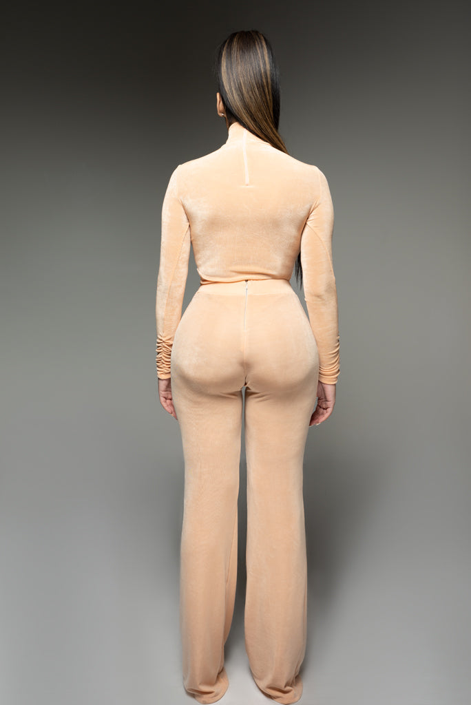 Nude High Waisted Wide Leg Trousers