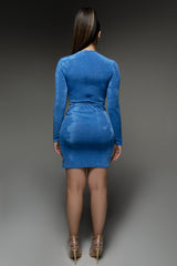 Sky Blue Ruched Mini Skirt