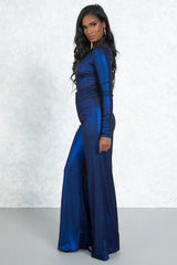 Shimmer Royal Blue Wide Leg Trousers