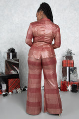 Burgundy Foxy Shimmer Wide Leg Trousers
