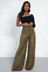 Gold Glitter Naomi High Waist Trousers