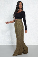 Gold Glitter Naomi High Waist Trousers