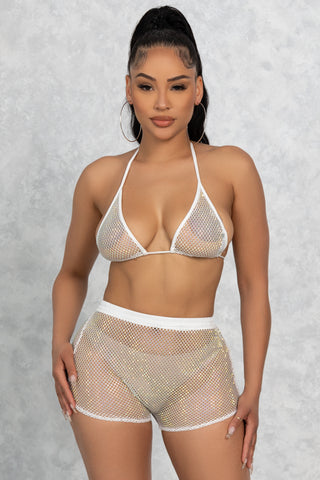 White Ava Crystal Bra Top