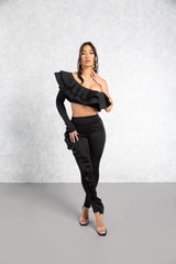 Riley Ruffle Top- Black