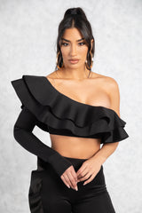 Riley Ruffle Top- Black