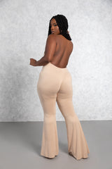 Nude Halter Flare A$$ Jumpsuit