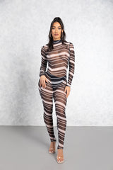 Venus Black and White Sheer Jumpsuit